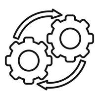 vector de esquema de icono de adaptación de estrategia. trabajo en equipo creativo