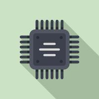 Computer cpu icon flat vector. Circuit chip vector