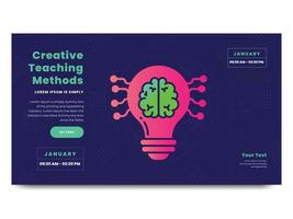 Innovation landing page template related to School education and learning, Bulb and brain ideas background vector