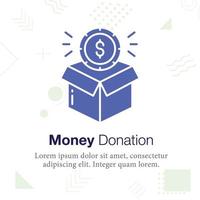 Money Donation Box vector icon illustration