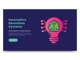 Innovation landing page template related to School education and learning, Bulb and brain ideas background vector