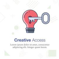 Creative Access,  bulb, key vector illustration icon