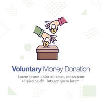 Money Donation, Voluntary, money box vector icon illustration