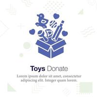 juguetes donar caja vector icono ilustración