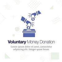 donación de dinero, voluntaria, ilustración de icono de vector de caja de dinero