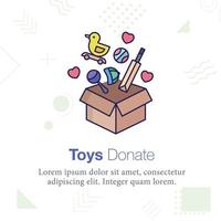 juguetes donar caja vector icono ilustración