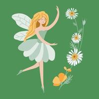 Green Fairy of Flowers vector