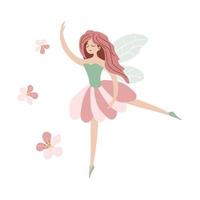 Pink Flower Fairy with flowers vector