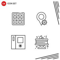 Collection of 4 Vector Icons in Line style Pixle Perfect Outline Symbols for Web and Mobile Line Icon Signs on White Background 4 Icons