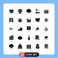conjunto de 25 iconos de interfaz de usuario modernos signos de símbolos para dispositivos de enrutador de tecnología de tecnología global elementos de diseño de vectores editables
