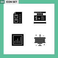 Universal Icon Symbols Group of 4 Modern Solid Glyphs of check analytics list tag graph Editable Vector Design Elements