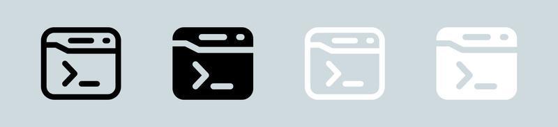 Terminal icon set in black and white. Code signs vector illustration.