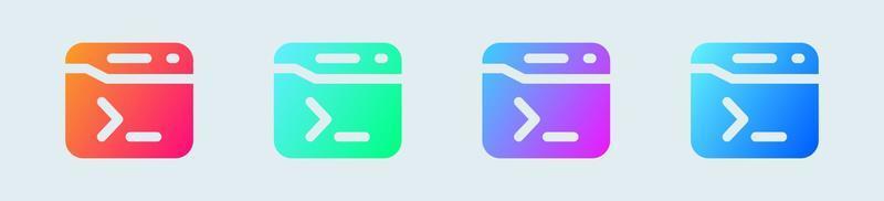 Terminal solid icon in gradient colors. Code signs vector illustration.