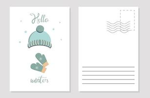 the layout of a greeting card warm winter clothes vector