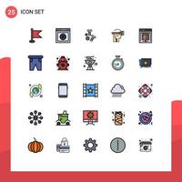 Universal Icon Symbols Group of 25 Modern Filled line Flat Colors of computer server headset website reality tools Editable Vector Design Elements