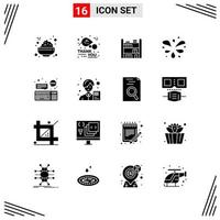 16 Icons Solid Style Grid Based Creative Glyph Symbols for Website Design Simple Solid Icon Signs Isolated on White Background 16 Icon Set vector