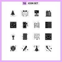 Pack of 16 creative Solid Glyphs of crop real tie estate computing Editable Vector Design Elements