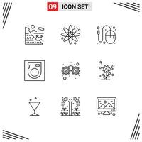 Group of 9 Modern Outlines Set for glasses hard design drive mouse Editable Vector Design Elements