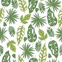 Seamless pattern with tropical leaves. Vector graphics.
