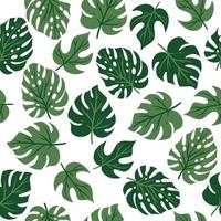 Seamless pattern with tropical leaves. Vector graphics.