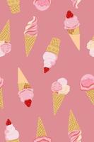 Seamless pink pattern with ice cream. Vector graphics.