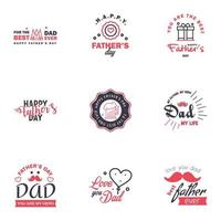 9 Black and Pink Happy Fathers Day Design Collection A set of twelve brown colored vintage style Fathers Day Designs on light background Editable Vector Design Elements