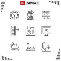 9 Icons Line Style Grid Based Creative Outline Symbols for Website Design Simple Line Icon Signs Isolated on White Background 9 Icon Set vector