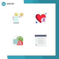 Pack of 4 Modern Flat Icons Signs and Symbols for Web Print Media such as man geometrical healthcare heart squares Editable Vector Design Elements