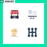 Flat Icon Pack of 4 Universal Symbols of city lock computer online unlock Editable Vector Design Elements