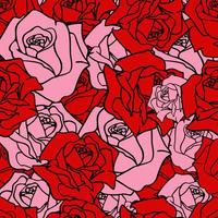 seamless pattern of large red and pink rose buds, texture, design photo