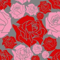 patrón sin costuras de grandes capullos de rosas rojas y rosas, textura, diseño foto