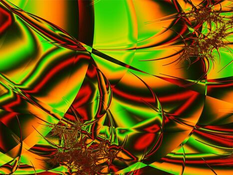 abstract bright green-red linear pattern, color graphics, background, design photo