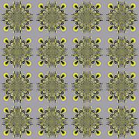 geometric seamless floral symmetrical pattern in yellow and blue tones on a gray background, tile, texture, design photo