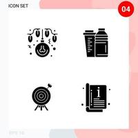 Vector Pack of 4 Icons in Solid Style Creative Glyph Pack isolated on White Background for Web and Mobile