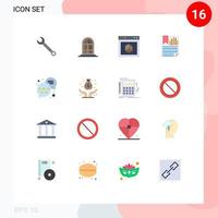 16 Universal Flat Colors Set for Web and Mobile Applications report page application data site Editable Pack of Creative Vector Design Elements