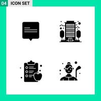 Pack of 4 Solid Style Icon Set Glyph Symbols for print Creative Signs Isolated on White Background 4 Icon Set vector