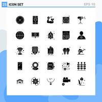 Mobile Interface Solid Glyph Set of 25 Pictograms of photo machine location scale beat Editable Vector Design Elements