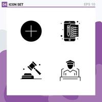 User Interface Pack of 4 Basic Solid Glyphs of add politics multimedia payment campaign Editable Vector Design Elements