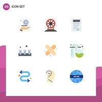 Mobile Interface Flat Color Set of 9 Pictograms of lab medical education bandage equipment Editable Vector Design Elements