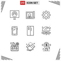 9 Icons Line Style Grid Based Creative Outline Symbols for Website Design Simple Line Icon Signs Isolated on White Background 9 Icon Set vector