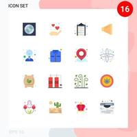 16 User Interface Flat Color Pack of modern Signs and Symbols of office idea clipboard creativity speaker Editable Pack of Creative Vector Design Elements
