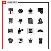 16 General Icons for website design print and mobile apps 16 Glyph Symbols Signs Isolated on White Background 16 Icon Pack
