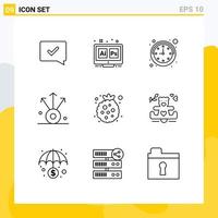 Universal Icon Symbols Group of 9 Modern Outlines of healthy berry ai share connection Editable Vector Design Elements