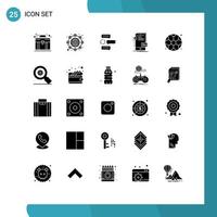 Group of 25 Solid Glyphs Signs and Symbols for phone interface chat frontend auto Editable Vector Design Elements