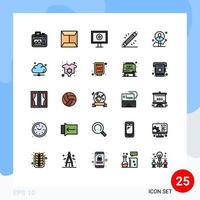 25 Universal Filled line Flat Colors Set for Web and Mobile Applications chart user stream hardware electronic Editable Vector Design Elements