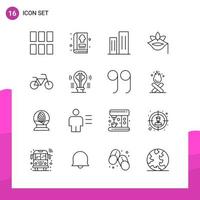 Outline Icon set Pack of 16 Line Icons isolated on White Background for responsive Website Design Print and Mobile Applications vector