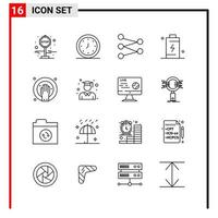 16 General Icons for website design print and mobile apps 16 Outline Symbols Signs Isolated on White Background 16 Icon Pack vector