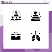 Pictogram Set of 4 Simple Solid Glyphs of business box instructor book material Editable Vector Design Elements