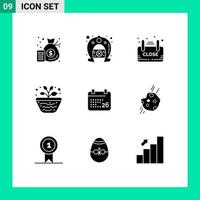 Set of 9 Modern UI Icons Symbols Signs for volcano science close geography shop Editable Vector Design Elements