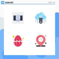 Set of 4 Commercial Flat Icons pack for layout egg usb cloud decoration Editable Vector Design Elements